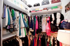 Closet with clothes