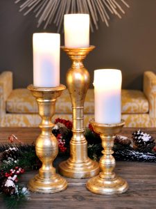 Metallic candle holder